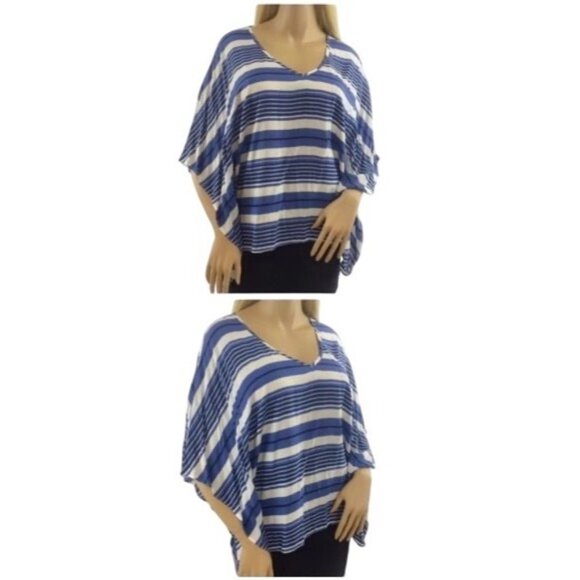 NWT Nordstrom x Karen Kane Angel Flutter Sleeve Blue White Black Striped Top - Picture 5 of 6